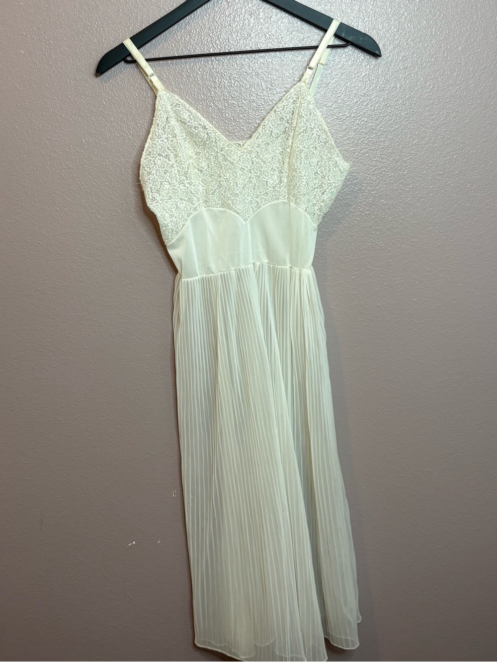 Ivory Lace Bodice Pleated Midi Dress